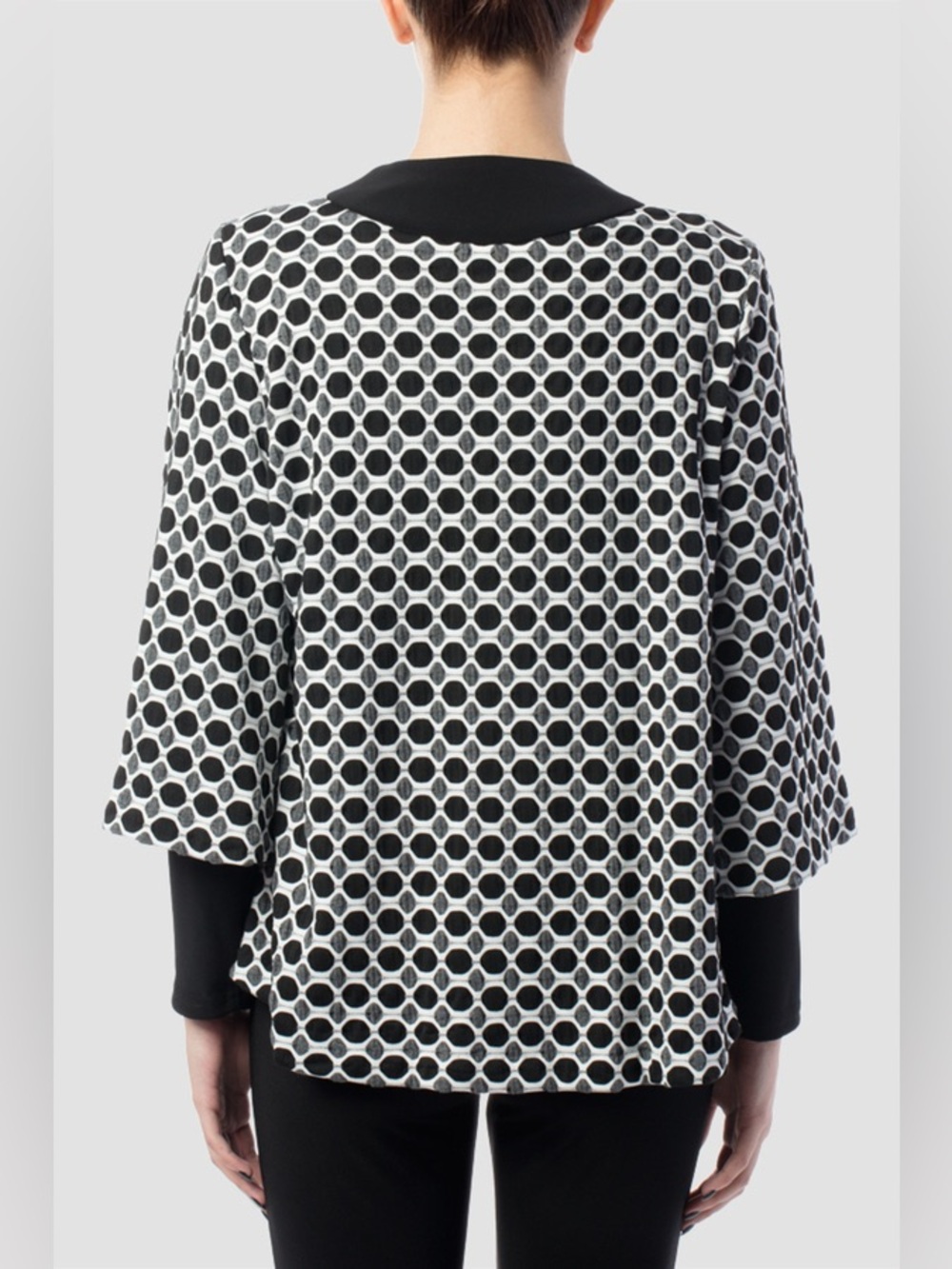 Joseph Ribkoff Jacket Style 153804 Black White Office Stretch Top Cardigan 12 14 - Picture 2 of 9